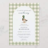 Invitation Fête de Bébé Tout en Un Canard Colvert Gingham (Devant)