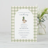 Invitation Fête de Bébé Tout en Un Canard Colvert Gingham (Debout devant)
