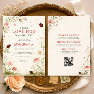 Invitation Fête de Bébé Tout en Un Coccinelle Punaise d'Amour