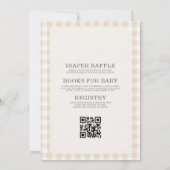 Invitation Fête de bébé tout en un gingham beige (Dos)