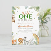 Invitation Fête de bébé Tropical Greenery Wild One (Debout devant)