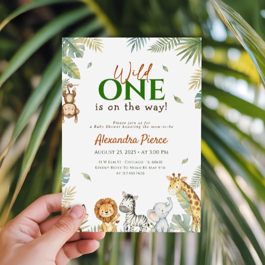 Invitation Fête de bébé Tropical Greenery Wild One