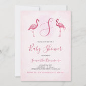 Invitation Fête de bébé tropicale Flamant Rose (Devant)
