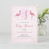Invitation Fête de bébé tropicale Flamant Rose (Debout devant)