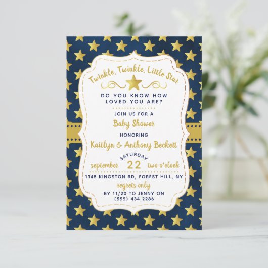Invitation Fête de Bébé Twink, Twinkle Little Star (Debout devant)