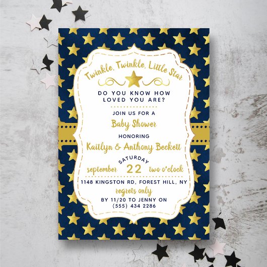 Invitation Fête de Bébé Twink, Twinkle Little Star