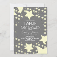 Fête de Bébé Twinkle Étoiles Jaunes Fond Gris