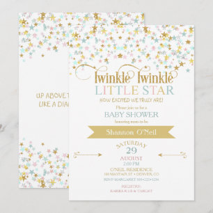 Invitation Fête de bébé Twinkle Little Star neutre en genre