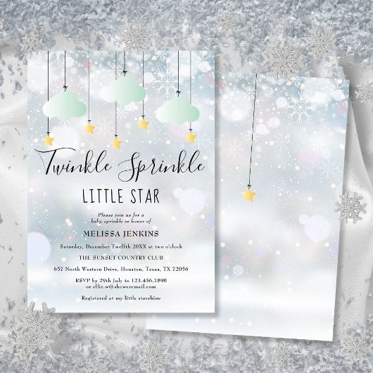 Invitation Fête de bébé Twinkle Sprinkle Little Star Hiver