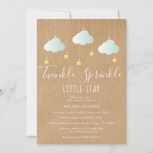 Invitation Fête de bébé Twinkle Sprinkle / Sprinkle Rustique (Devant)