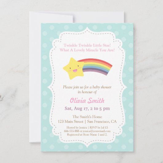 Invitation Fête de Bébé Twinkle Twinkle Little Star (Devant)