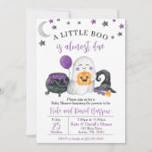 Invitation Fête de Bébé Un Petit Boo Violet (Devant)