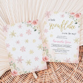 Invitation Fête de bébé "Un Petit Flocon de Neige" Rose 