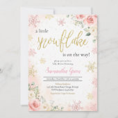 Invitation Fête de bébé "Un Petit Flocon de Neige" Rose  (Devant)