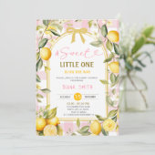 Invitation Fête de bébé Une petite douce Lemon rose (Debout devant)