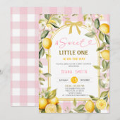 Invitation Fête de bébé Une petite douce Lemon rose (Devant / Derrière)