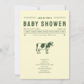 Invitation Fête de bébé vache au beurre vert neutre (Devant)