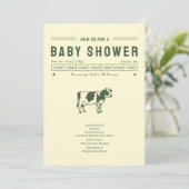 Invitation Fête de bébé vache au beurre vert neutre (Debout devant)