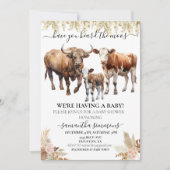 Invitation Fête de bébé vache de ferme Shower Boho aquarelle (Devant)