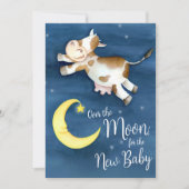 Invitation Fête de bébé vache sautant par-dessus la lune (Devant)