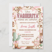 Invitation Fête de bébé Vaquerita rose en espagnol (Devant)