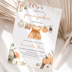 Invitation Fête de Bébé Vêtements d'Automne Petite Citrouille
