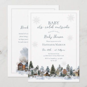 Invitation Fête de Bébé Village d'Hiver 'Baby It's Cold Outsi