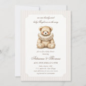 Invitation Fête de bébé vintage ours neutre (Devant)