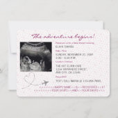 Invitation Fête de Bébé Voyage Passeport Globe Rose (Dos)
