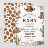 Invitation Fête de bébé Western Wild West Rodéo Garçon (Devant / Derrière)