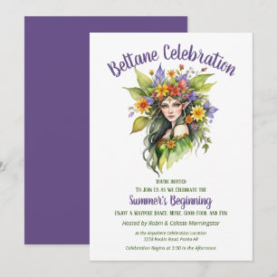 Invitation Fête de Beltane Sabbat Floral Fée d'Été