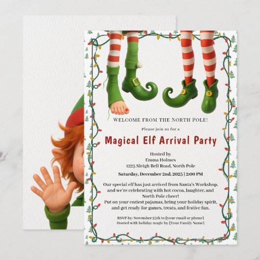 Invitation Fête de Bienvenue de l'Elf | Célébration d'Arrivée (Devant / Derrière)