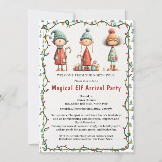 Invitation Fête de Bienvenue de l'Elf | Célébration d'Arrivée (Devant)