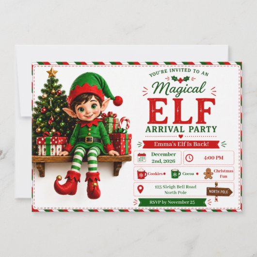 Invitation Fête de Bienvenue de l'Elf | Célébration d'Arrivée (Devant)