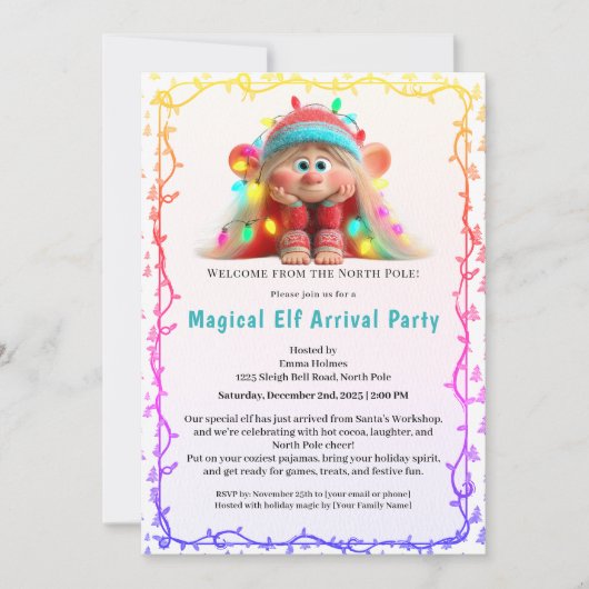 Invitation Fête de Bienvenue de l'Elf | Célébration d'Arrivée (Devant)