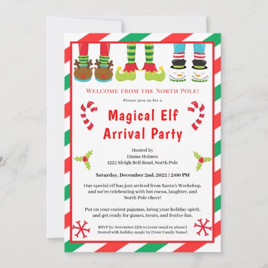 Invitation Fête de Bienvenue de l'Elf | Célébration d'Arrivée (Devant)