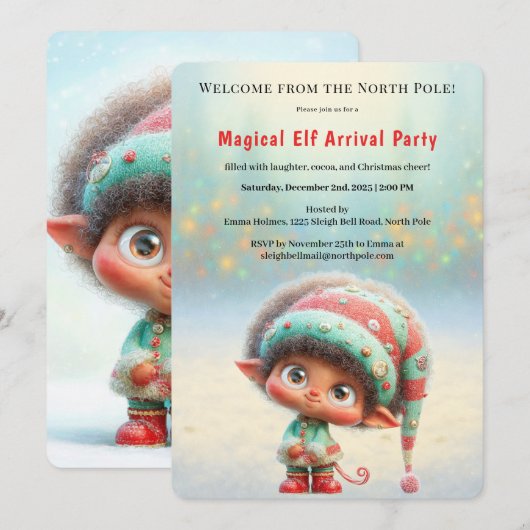 Invitation Fête de Bienvenue de l'Elf | Célébration d'Arrivée (Devant / Derrière)
