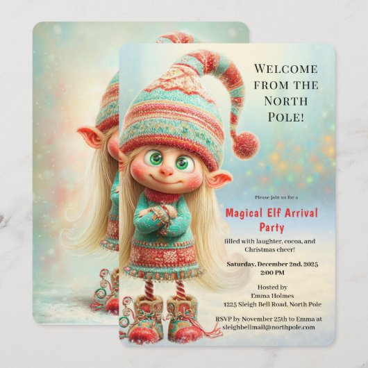 Invitation Fête de Bienvenue de l'Elfe | Célébration d'Arrivé (Devant / Derrière)