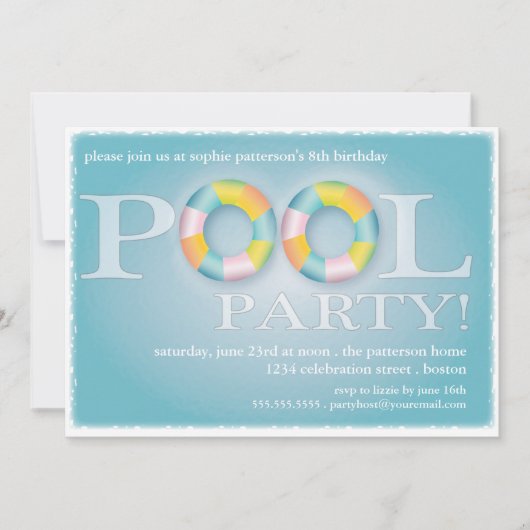 Invitation Fête de billard dans l'eau (Devant)