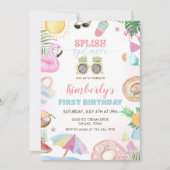 Invitation Fête de billard de filles à éclaboussures rose (Devant)