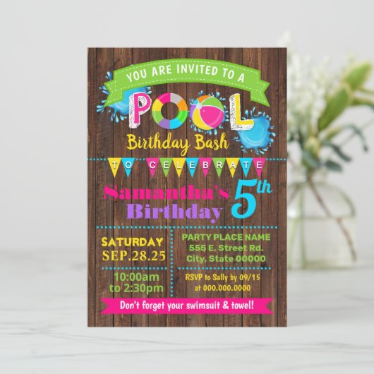 Invitation Fête de billard d'été de la Hot Pink Pool (Debout devant)