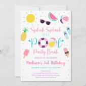 Invitation Fête de billard Fille Anniversaire d'été (Devant)