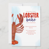 Invitation Fête de biscuit au homard à l'aquarelle rouge (Devant)