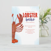 Invitation Fête de biscuit au homard à l'aquarelle rouge (Debout devant)