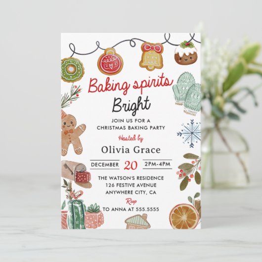 Invitation Fête de biscuits de Noël (Debout devant)