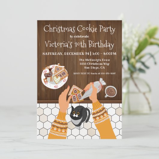 Invitation Fête de biscuits de Noël (Debout devant)