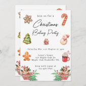Invitation Fête de biscuits de Noël Aquarelle (Devant / Derrière)