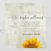 Invitation Fête de bistrot de tournesol floral rustique week- (Devant / Derrière)