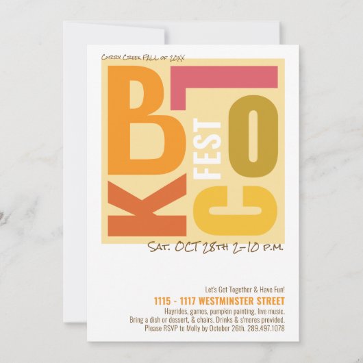 Invitation Fête de Bloc d'Automne de Style Rétro (Devant)
