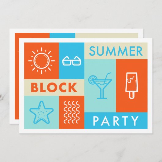 Invitation Fête de blocs d'été (Devant / Derrière)
